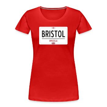 Ortsschild von Bristol - Frauen Premium Bio T-Shirt - Rot - Vorne - Mia (176cm)
