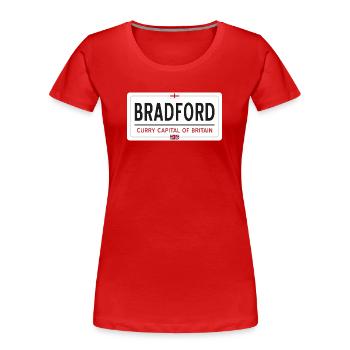 Panneau de la ville de Bradford - T-shirt bio Premium Femme - rouge - Devant - Mia (176cm)