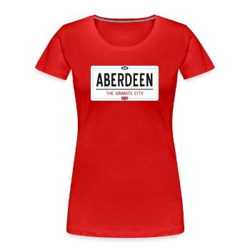 Aberdeen town sign - Women's Premium Organic T-Shirt - red - Front - Mia (176cm)