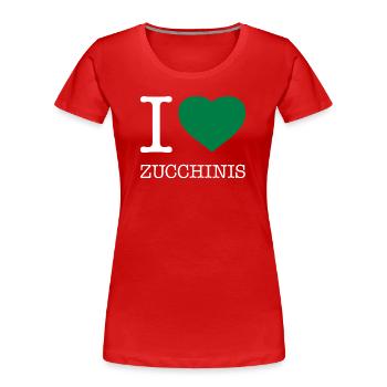 I LOVE ZUCCHINIS - Frauen Premium Bio T-Shirt - Rot - Vorne - Mia (176cm)