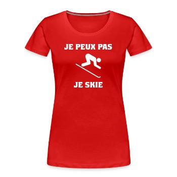 ICH KANN NICHT. SKI. SKI. SCHLÄGER. SCHNEE. SNOWBOARDEN - Frauen Premium Bio T-Shirt - Rot - Vorne - Mia (176cm)