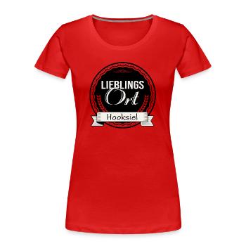 Lieblingsort Hooksiel - Frauen Premium Bio T-Shirt - Rot - Vorne - Mia (176cm)