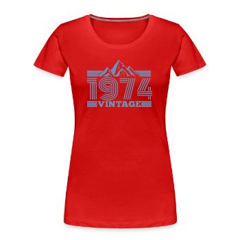 jahrgang 1974 Geburtstag Berge Wandern Klettern  - Frauen Premium Bio T-Shirt - Rot - Vorne - Mia (176cm)