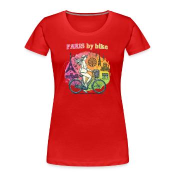 Paris by Bike Rainbow City Ride - Women's Premium Organic T-Shirt - red - Front - Mia (176cm)