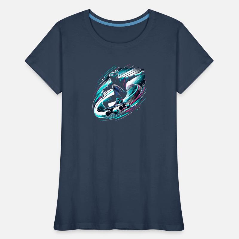 Longboarder auf Skateboard oder Longboard Frauen Premium Bio T-Shirt