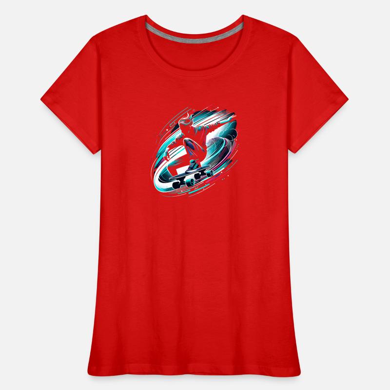 Longboarder auf Skateboard oder Longboard Frauen Premium Bio T-Shirt