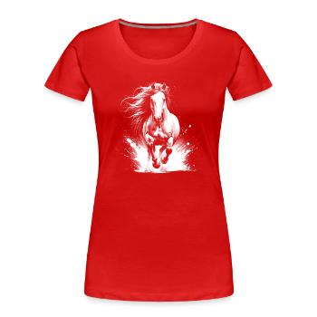 Cheval cool au galop comme portrait - T-shirt bio Premium Femme - rouge - Devant - Mia (176cm)