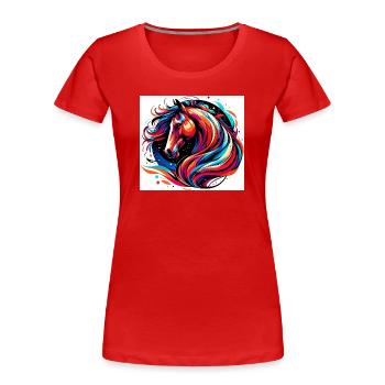 Cheval - T-shirt bio Premium Femme - rouge - Devant - Mia (176cm)