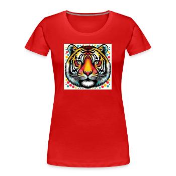 Tiger Pop Art - Women's Premium Organic T-Shirt - red - Front - Mia (176cm)