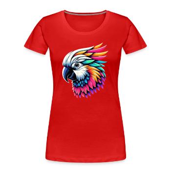 Kakadu-Papagei mit Kamm - Frauen Premium Bio T-Shirt - Rot - Vorne - Mia (176cm)