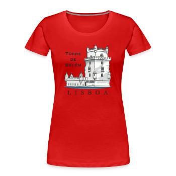 Lisbonne, Torre de Belem, Portugal, Dessin à la main - T-shirt bio Premium Femme - rouge - Devant - Mia (176cm)