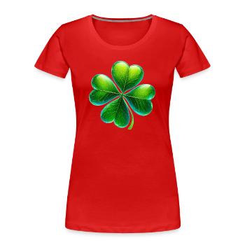 Trèfle à quatre feuilles - T-shirt bio Premium Femme - rouge - Devant - Mia (176cm)
