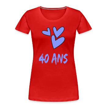 40. 40 YEARS. 40th ANNIVERSARY. 40TH ANNIVERSARY. - Women's Premium Organic T-Shirt - red - Front - Mia (176cm)