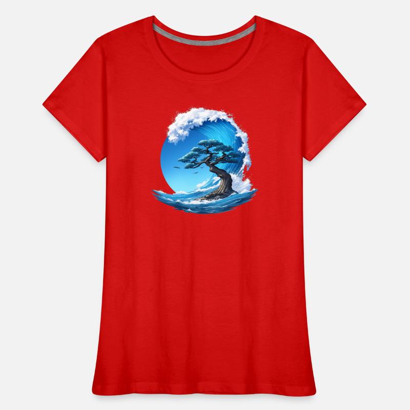 A tree under a wave Women's Premium Organic T-Shirt