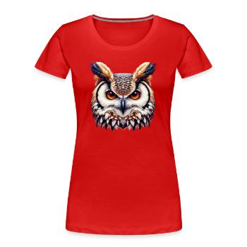 Eule - Frauen Premium Bio T-Shirt - Rot - Vorne - Mia (176cm)