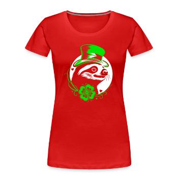 Paresseux de la Saint-Patrick avec trèfle et chapeau - T-shirt bio Premium Femme - rouge - Devant - Mia (176cm)