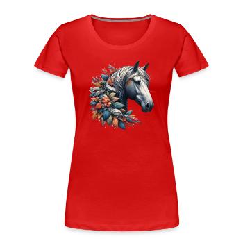 Horse - Women's Premium Organic T-Shirt - red - Front - Mia (176cm)