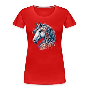 Horse - Women's Premium Organic T-Shirt - red - Front - Mia (176cm)