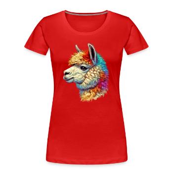 Alpaka - Frauen Premium Bio T-Shirt - Rot - Vorne - Mia (176cm)