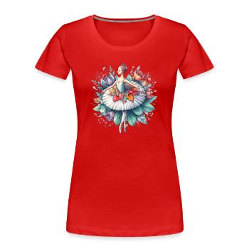 Balletttänzerin mit Tutu - Frauen Premium Bio T-Shirt - Rot - Vorne - Mia (176cm)