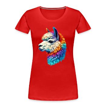 Alpaca - Women's Premium Organic T-Shirt - red - Front - Mia (176cm)