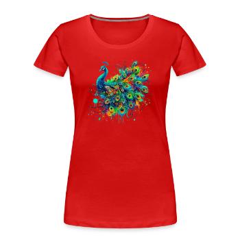 Peacock - Women's Premium Organic T-Shirt - red - Front - Mia (176cm)