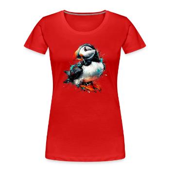 Papageitaucher - Frauen Premium Bio T-Shirt - Rot - Vorne - Mia (176cm)