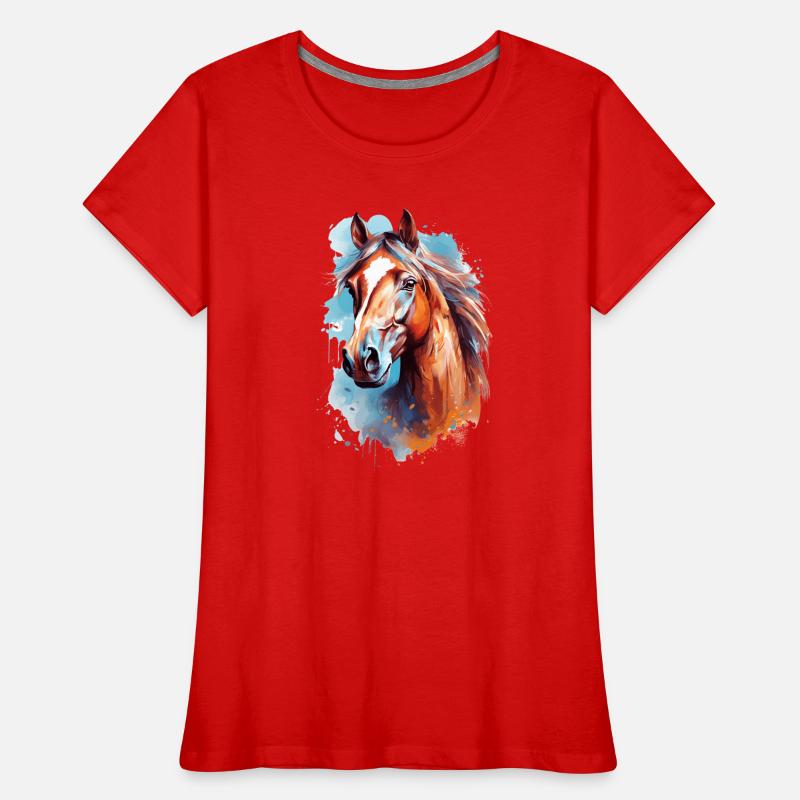 Conception du cheval Aqaurell T-shirt bio Premium Femme