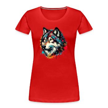Loup - T-shirt bio Premium Femme - rouge - Devant - Mia (176cm)