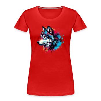 Loup - T-shirt bio Premium Femme - rouge - Devant - Mia (176cm)