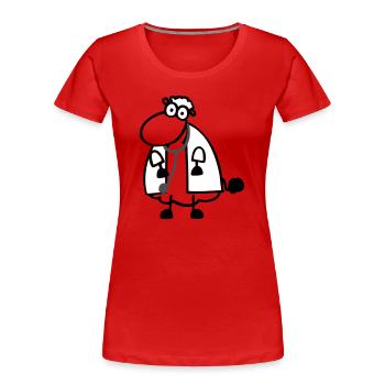 Doctor's Sheep - Women's Premium Organic T-Shirt - red - Front - Mia (176cm)