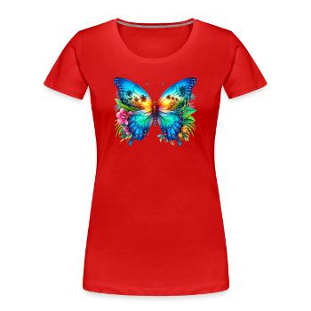 Schmetterling - Frauen Premium Bio T-Shirt - Rot - Vorne - Mia (176cm)