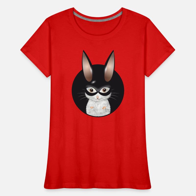 Souris blanche mignonne avec masque de lapin en patch T-shirt bio Premium Femme