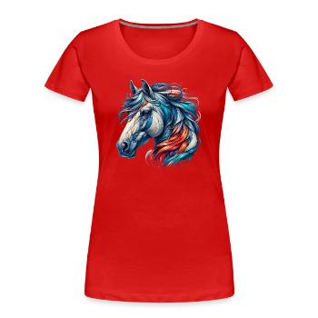 Cheval - T-shirt bio Premium Femme - rouge - Devant - Mia (176cm)