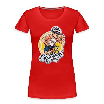 Vélo papa dessin animé autocollant - T-shirt bio Premium Femme - rouge - Devant - Mia (176cm)