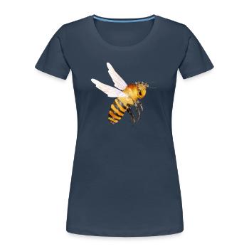 fliegende Bienenkönigin von Hand gezeichnet - Frauen Premium Bio T-Shirt - Navy - Vorne - Mia (176cm)