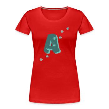 Pfoten Buchstabe A - Frauen Premium Bio T-Shirt - Rot - Vorne - Mia (176cm)