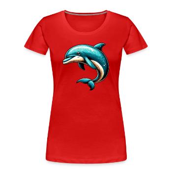 Delfin - Frauen Premium Bio T-Shirt - Rot - Vorne - Mia (176cm)