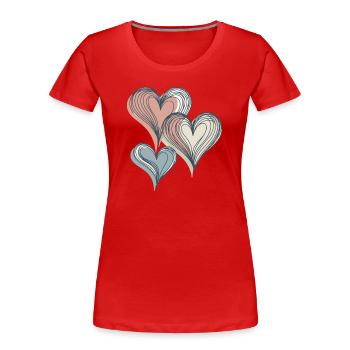 Pastel Hearts Line Art - Women's Premium Organic T-Shirt - red - Front - Mia (176cm)