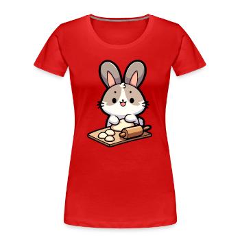 Bunny Baker: The Dough Delighter - Women's Premium Organic T-Shirt - red - Front - Mia (176cm)