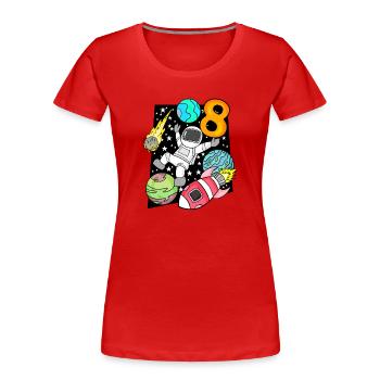8 Fusée astronaute garçon d’anniversaire - T-shirt bio Premium Femme - rouge - Devant - Mia (176cm)