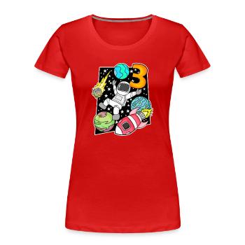 3 Anniversaire Garçon Astronaute - T-shirt bio Premium Femme - rouge - Devant - Mia (176cm)