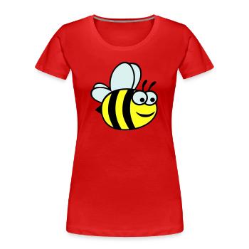 Cheerful Yellow Bee Cartoon - Women's Premium Organic T-Shirt - red - Front - Mia (176cm)