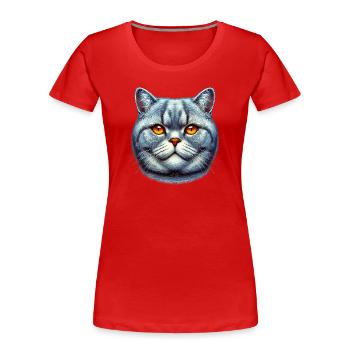 British Shorthair Cat - Women's Premium Organic T-Shirt - red - Front - Mia (176cm)