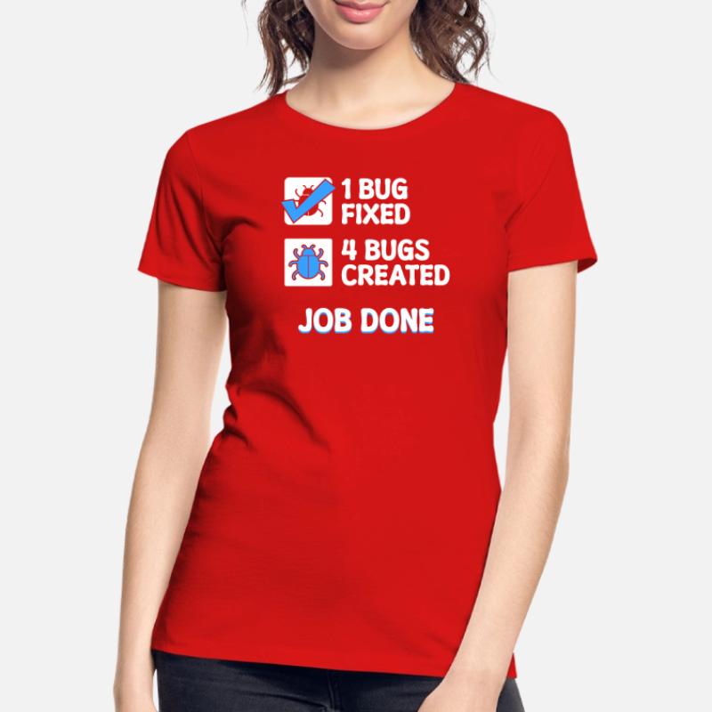 Correction de bugs Bugs de développeur Déclaration de code Informatique T-shirt bio Premium Femme