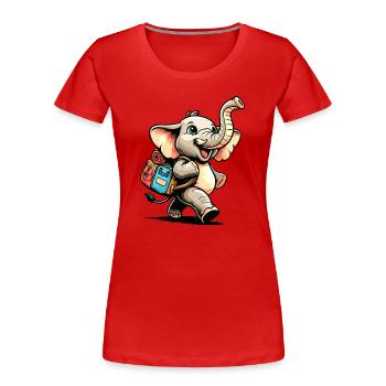 Tiny Trekker : Le Jolly Elephant - T-shirt bio Premium Femme - rouge - Devant - Mia (176cm)