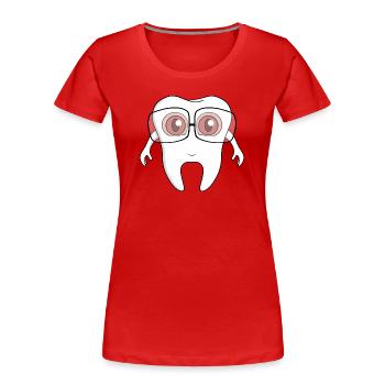 Une adorable dent portant des lunettes - T-shirt bio Premium Femme - rouge - Devant - Mia (176cm)