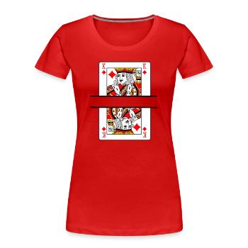 Carte à jouer roi de carreau avec espace bannière - T-shirt bio Premium Femme - rouge - Devant - Mia (176cm)
