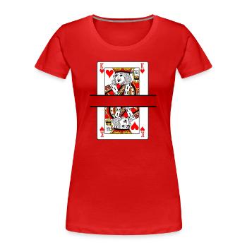 Spielkarte Herzkönig mit Bannerfeld - Frauen Premium Bio T-Shirt - Rot - Vorne - Mia (176cm)