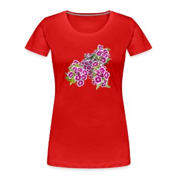 Poésie de l’œillet – focus sur les fleurs du jardin - T-shirt bio Premium Femme - rouge - Devant - Mia (176cm)